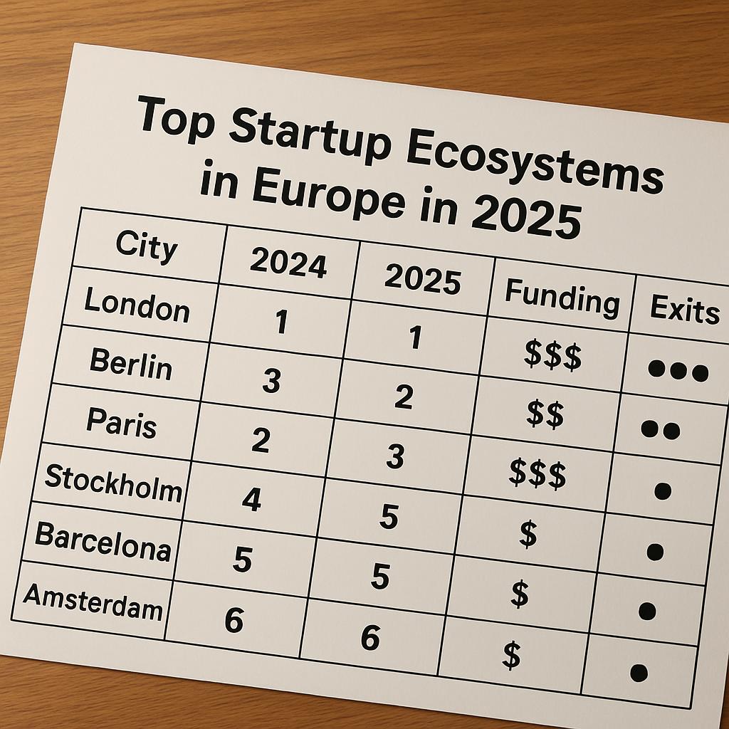Top startup ecosystems in Europe in 2025. Snapshot table: quick comparison